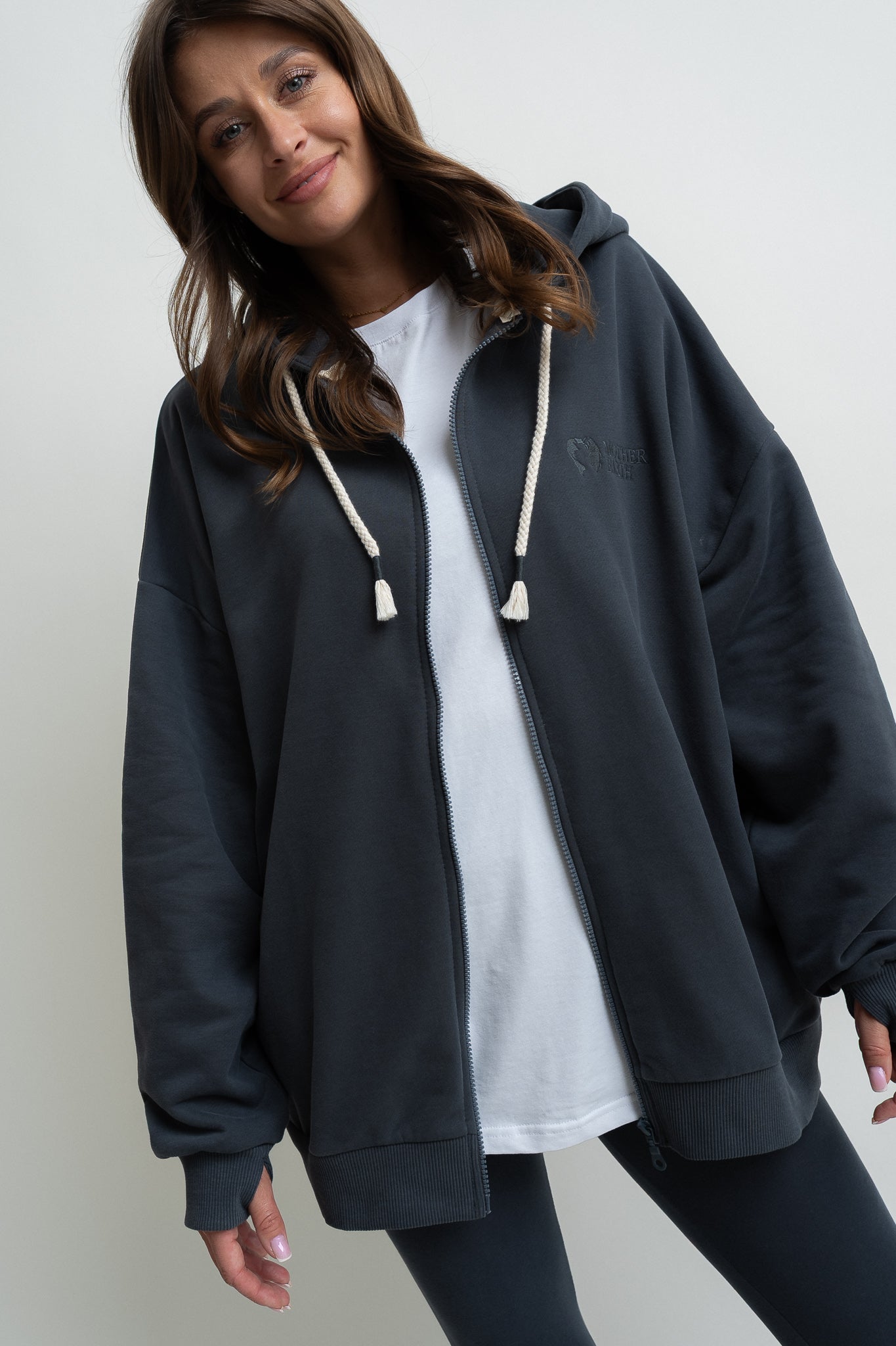GRAPHITE ZIP-UP HOODIE - NIKO
