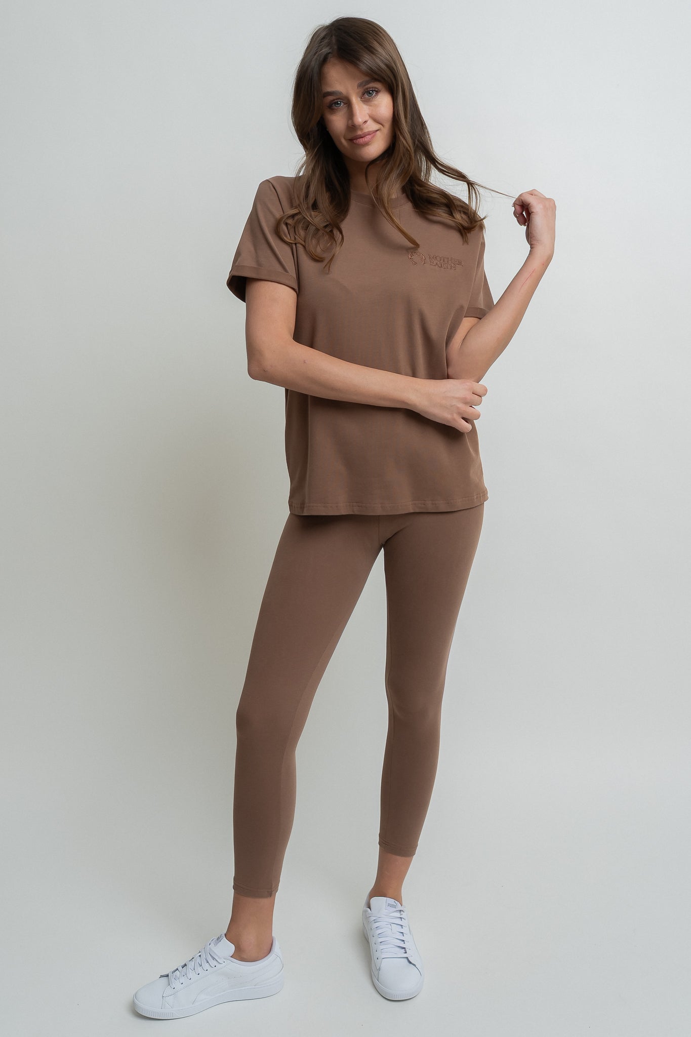 BROWN COTTON LEGGINGS - LUIZIANA