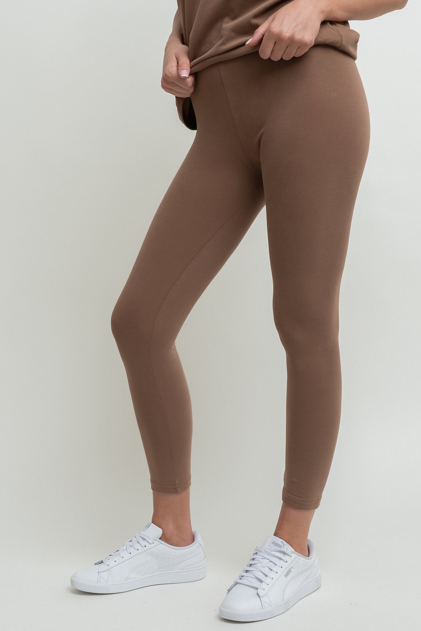 BROWN COTTON LEGGINGS - LUIZIANA