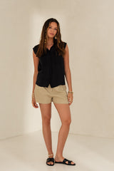 SLEEVELESS MODAL SHIRT BLACK – ARIADNA