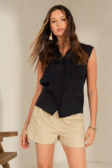 SLEEVELESS MODAL SHIRT BLACK – ARIADNA