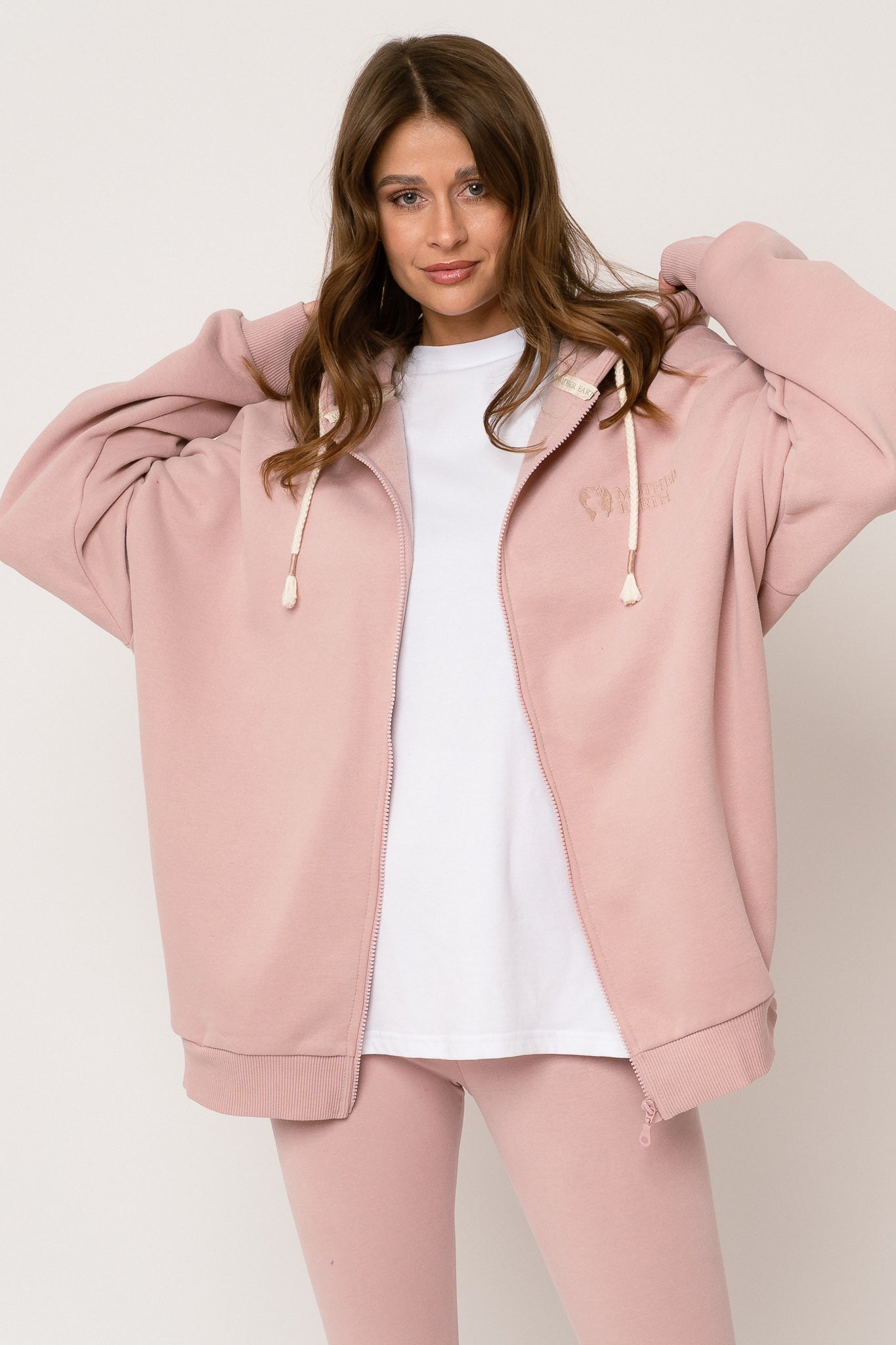 LIGHT PINK ZIP-UP HOODIE - NIKO