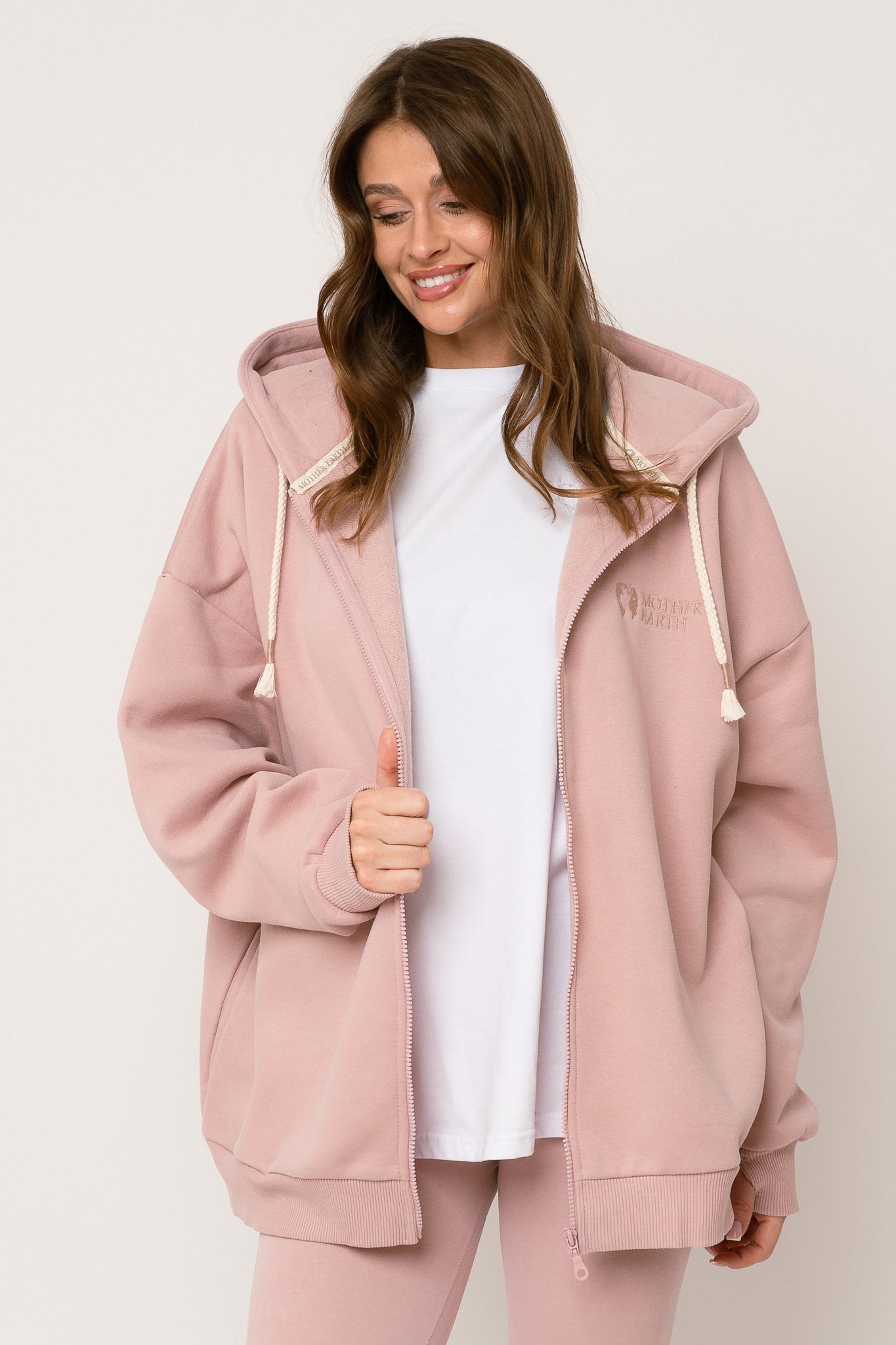 LIGHT PINK ZIP-UP HOODIE - NIKO
