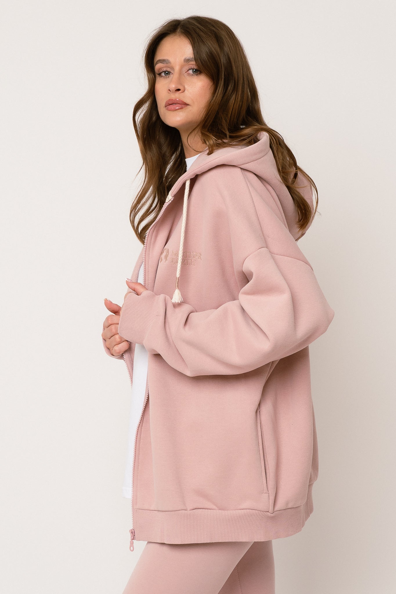 LIGHT PINK ZIP-UP HOODIE - NIKO
