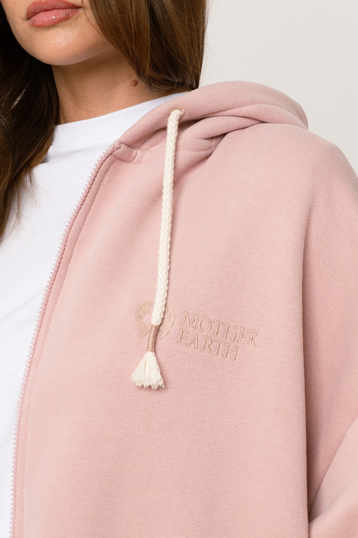LIGHT PINK ZIP-UP HOODIE - NIKO