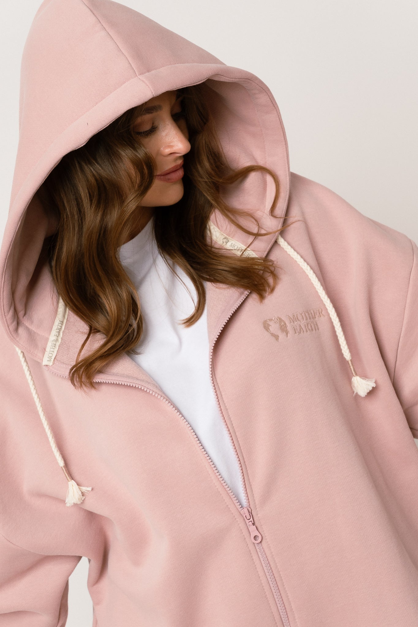 LIGHT PINK ZIP-UP HOODIE - NIKO
