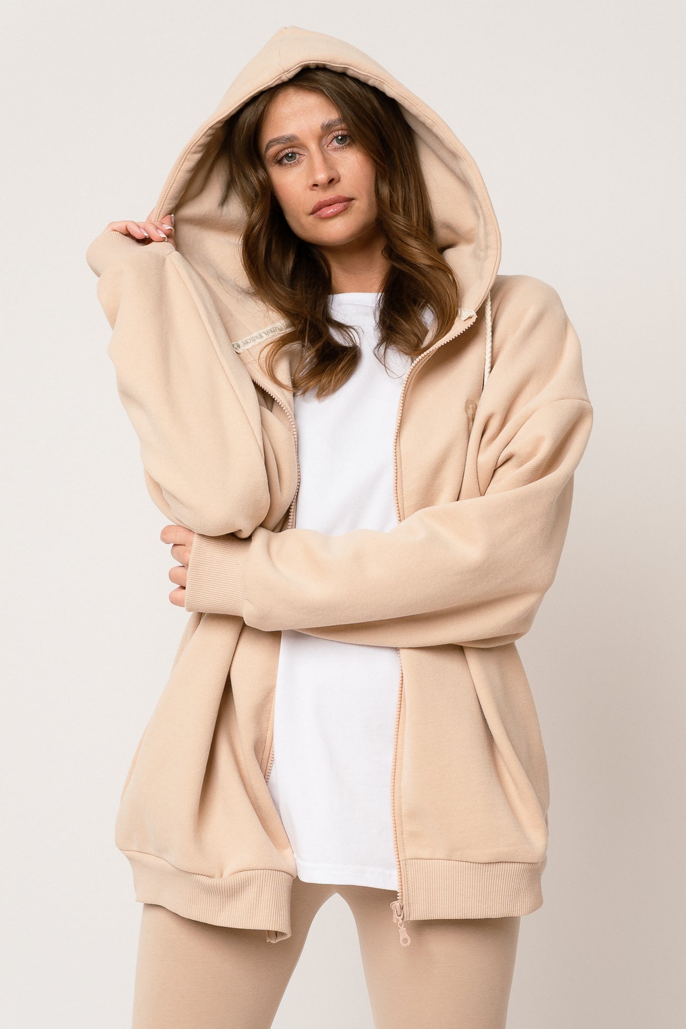 BEIGE ZIP-UP HOODIE - NIKO