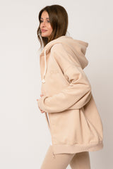 BEIGE ZIP-UP HOODIE - NIKO