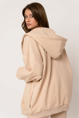 BEIGE ZIP-UP HOODIE - NIKO