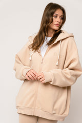 BEIGE ZIP-UP HOODIE - NIKO