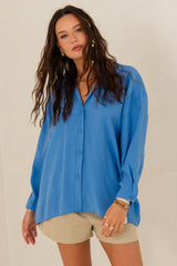 OVERSIZED SHIRT IN BLUE MODAL – MEDEA