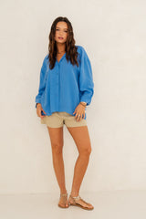 OVERSIZED SHIRT IN BLUE MODAL – MEDEA