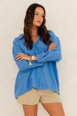 OVERSIZED SHIRT IN BLUE MODAL – MEDEA