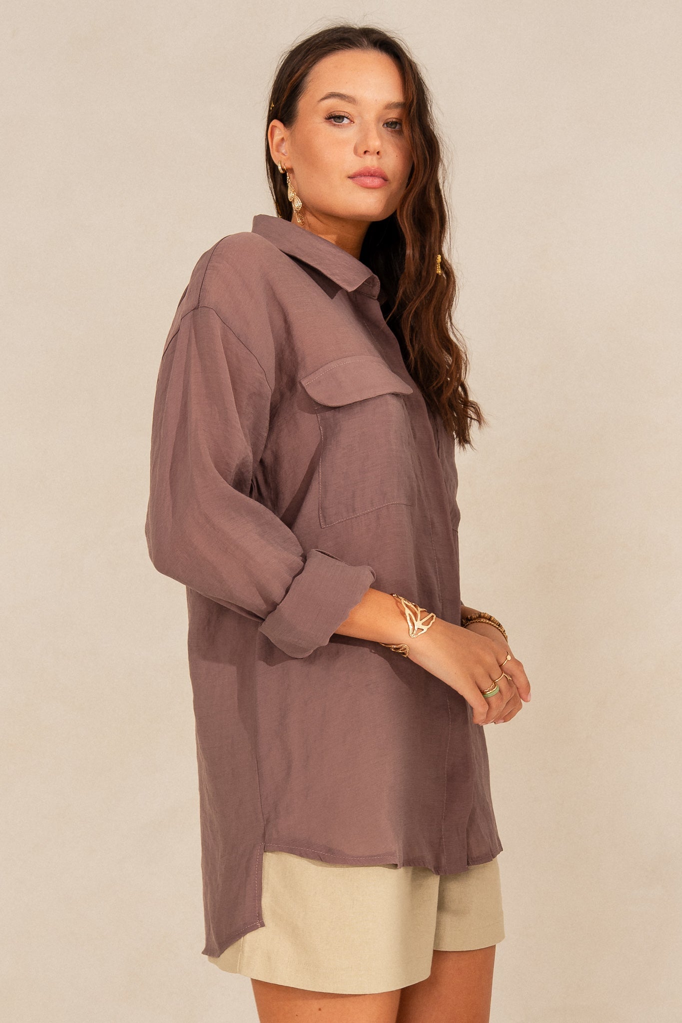 LONG-SLEEVE SHIRT BROWN – ISMENA