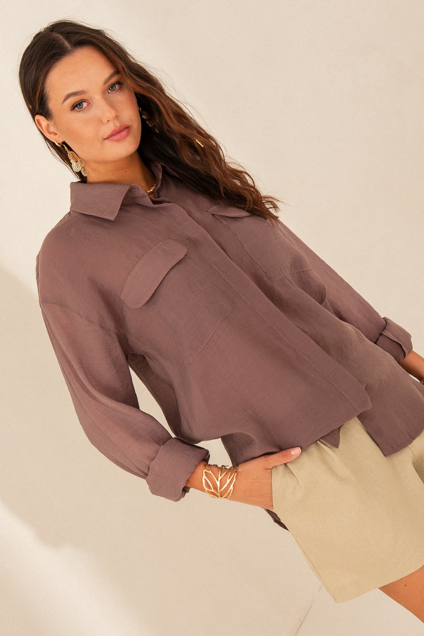 LONG-SLEEVE SHIRT BROWN – ISMENA