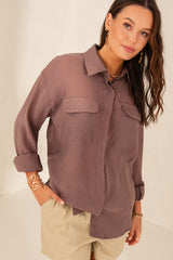 LONG-SLEEVE SHIRT BROWN – ISMENA