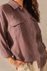 LONG-SLEEVE SHIRT BROWN – ISMENA
