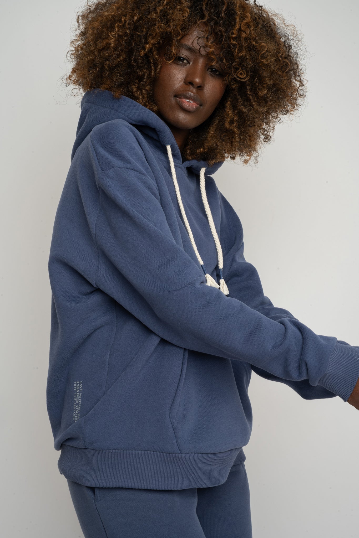 NAVY BLUE HOODED SWEATSHIRT - MOHELI