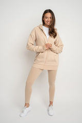BEIGE ZIP-UP HOODIE - ZANZIBAR