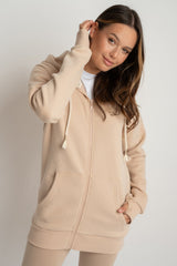 BEIGE ZIP-UP HOODIE - ZANZIBAR