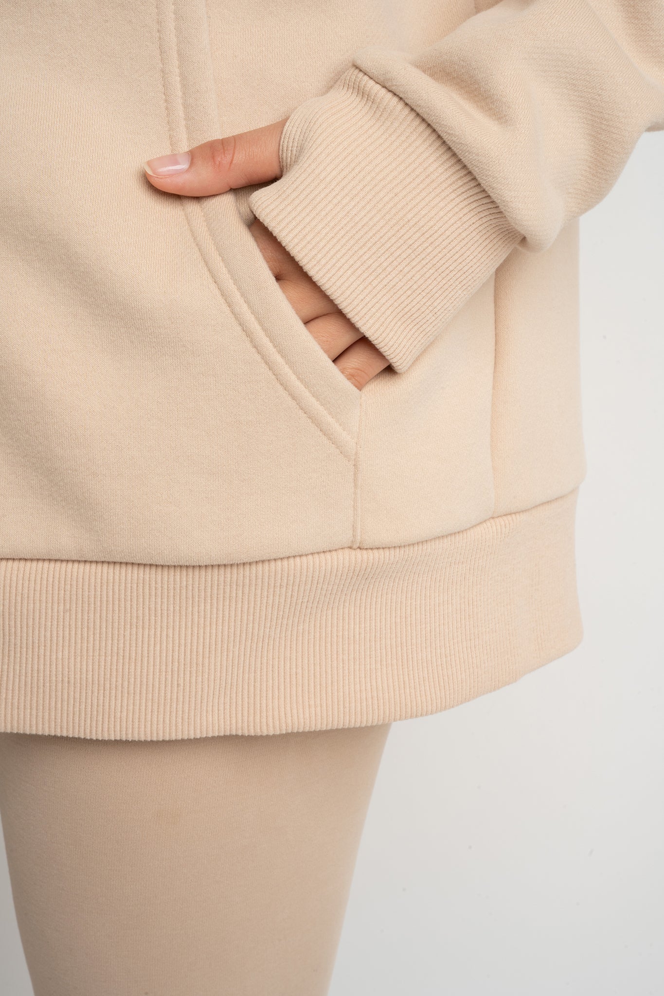 BEIGE ZIP-UP HOODIE - ZANZIBAR