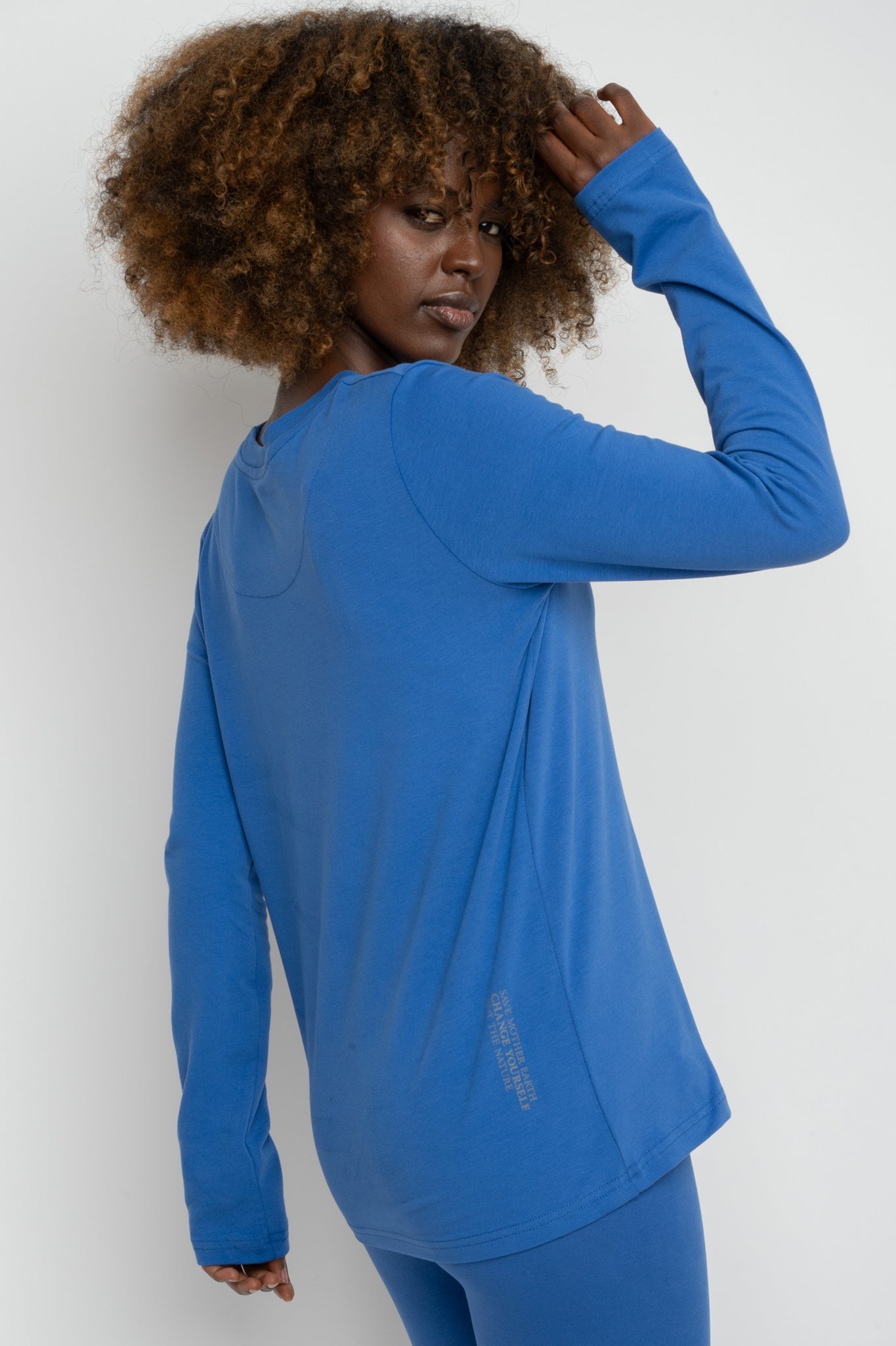 BLUE LONG SLEEVE COTTON TOP – KANDY