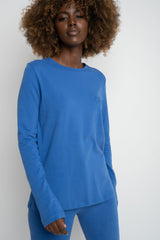 BLUE LONG SLEEVE COTTON TOP – KANDY