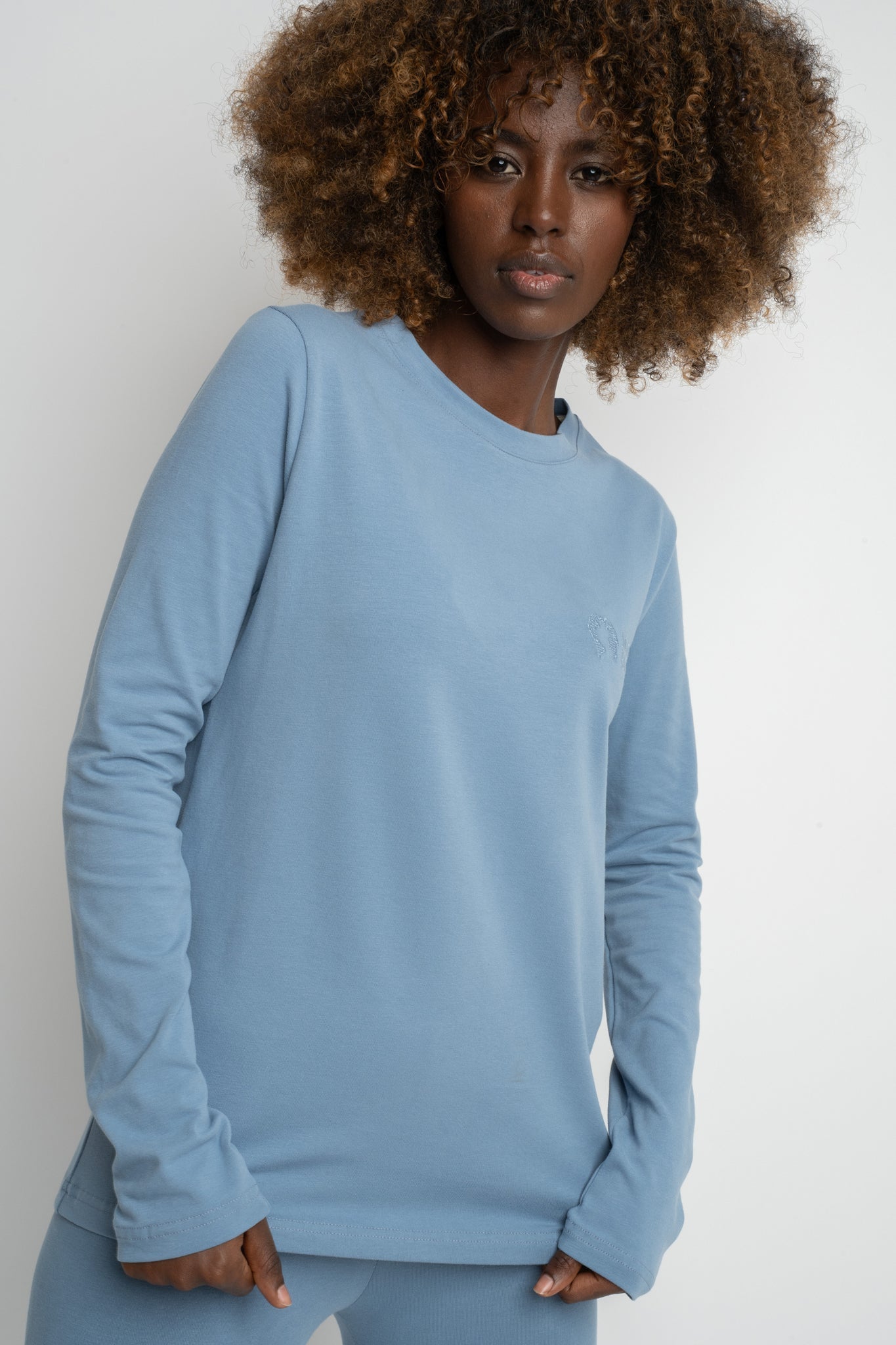 DARK NAVY LONG SLEEVE COTTON TOP – KANDY