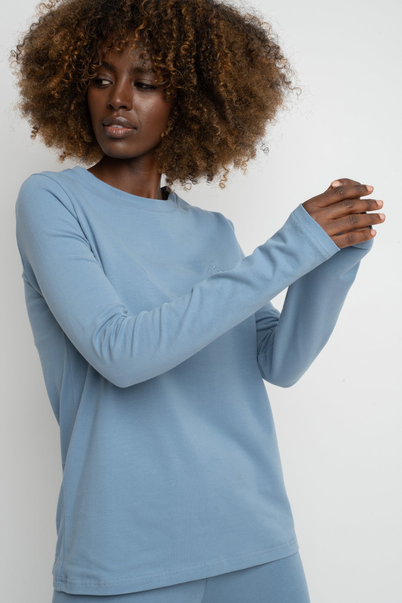 DARK NAVY LONG SLEEVE COTTON TOP – KANDY