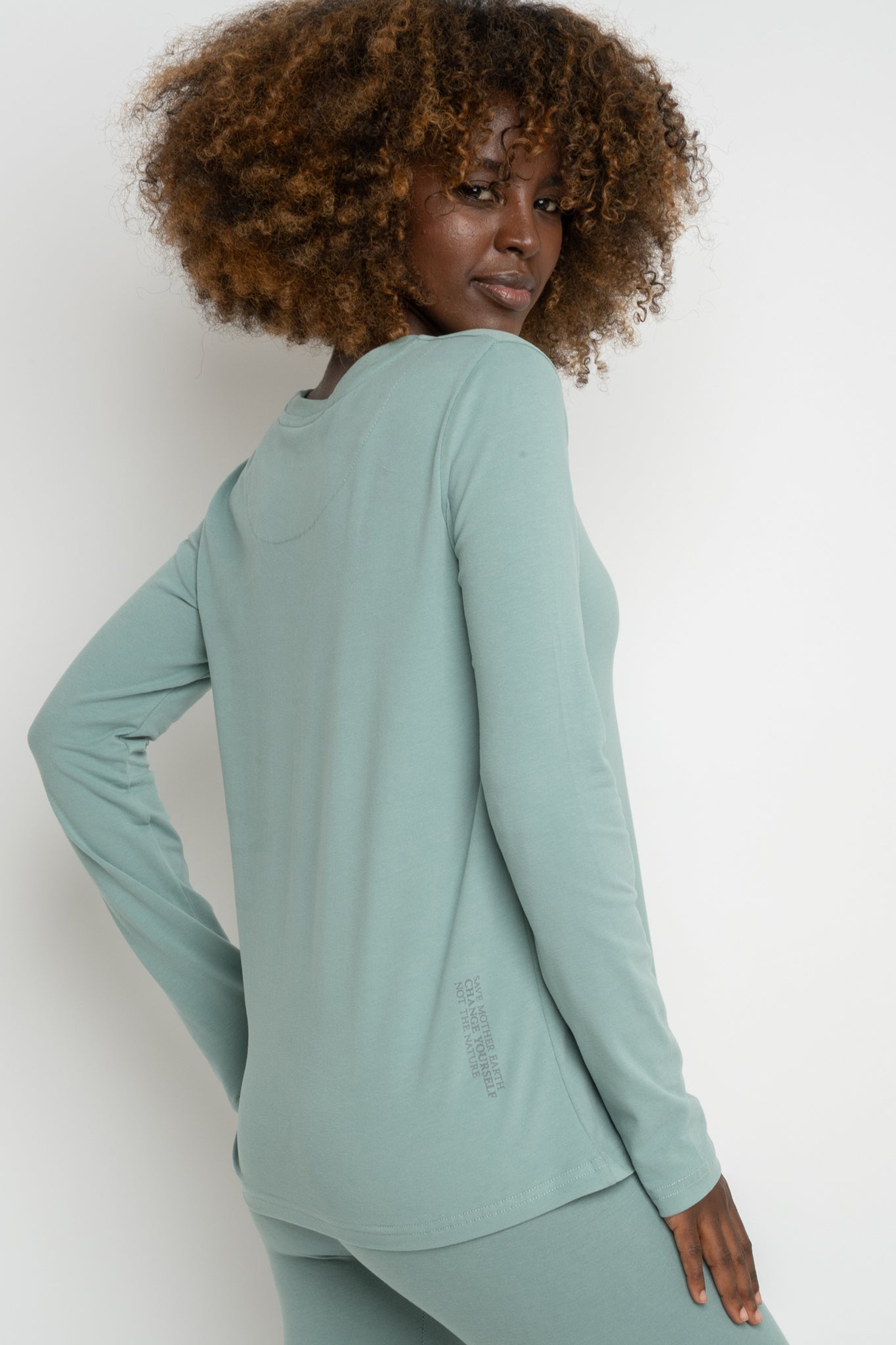 TURQUOISE LONG SLEEVE COTTON TOP – KANDY