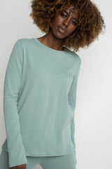 TURQUOISE LONG SLEEVE COTTON TOP – KANDY