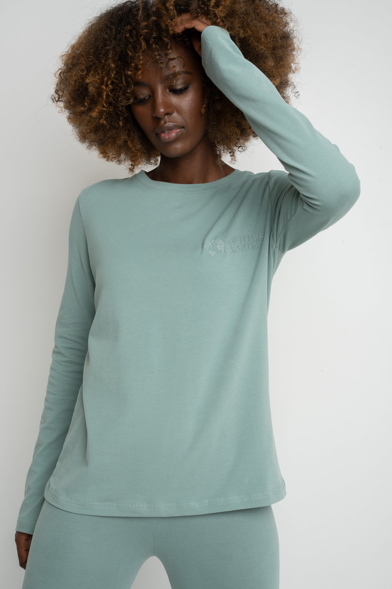 TURQUOISE LONG SLEEVE COTTON TOP – KANDY