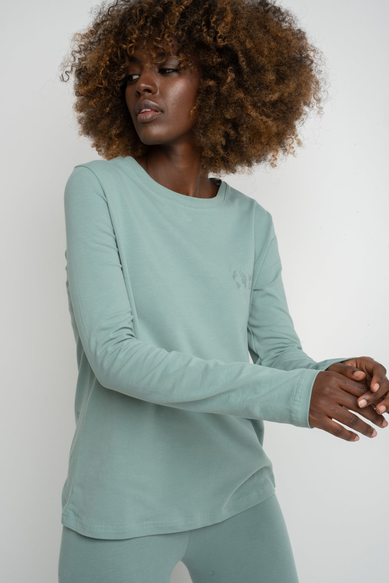 TURQUOISE LONG SLEEVE COTTON TOP – KANDY