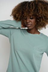TURQUOISE LONG SLEEVE COTTON TOP – KANDY