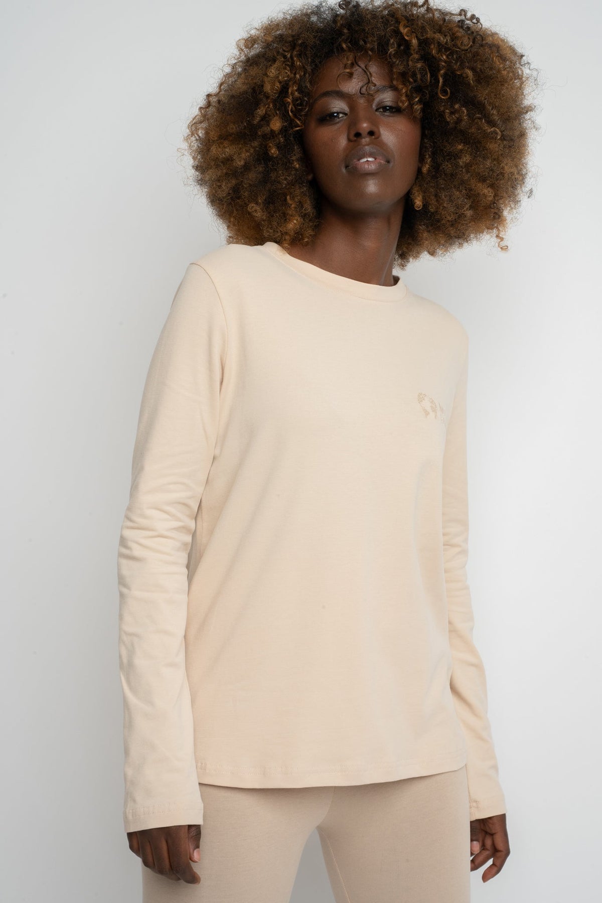 BEIGE LONG SLEEVE COTTON TOP – KANDY