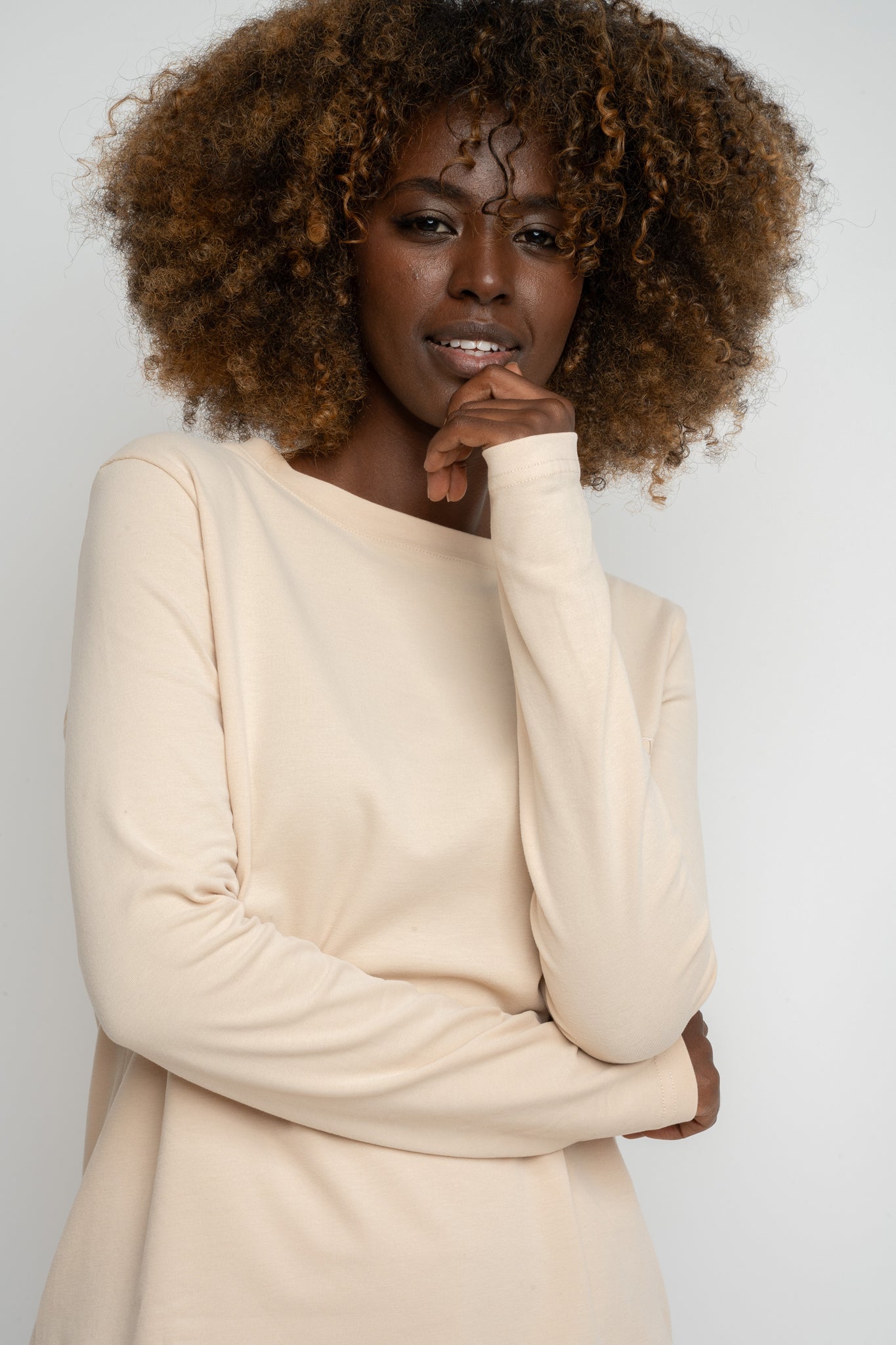 BEIGE LONG SLEEVE COTTON TOP – KANDY