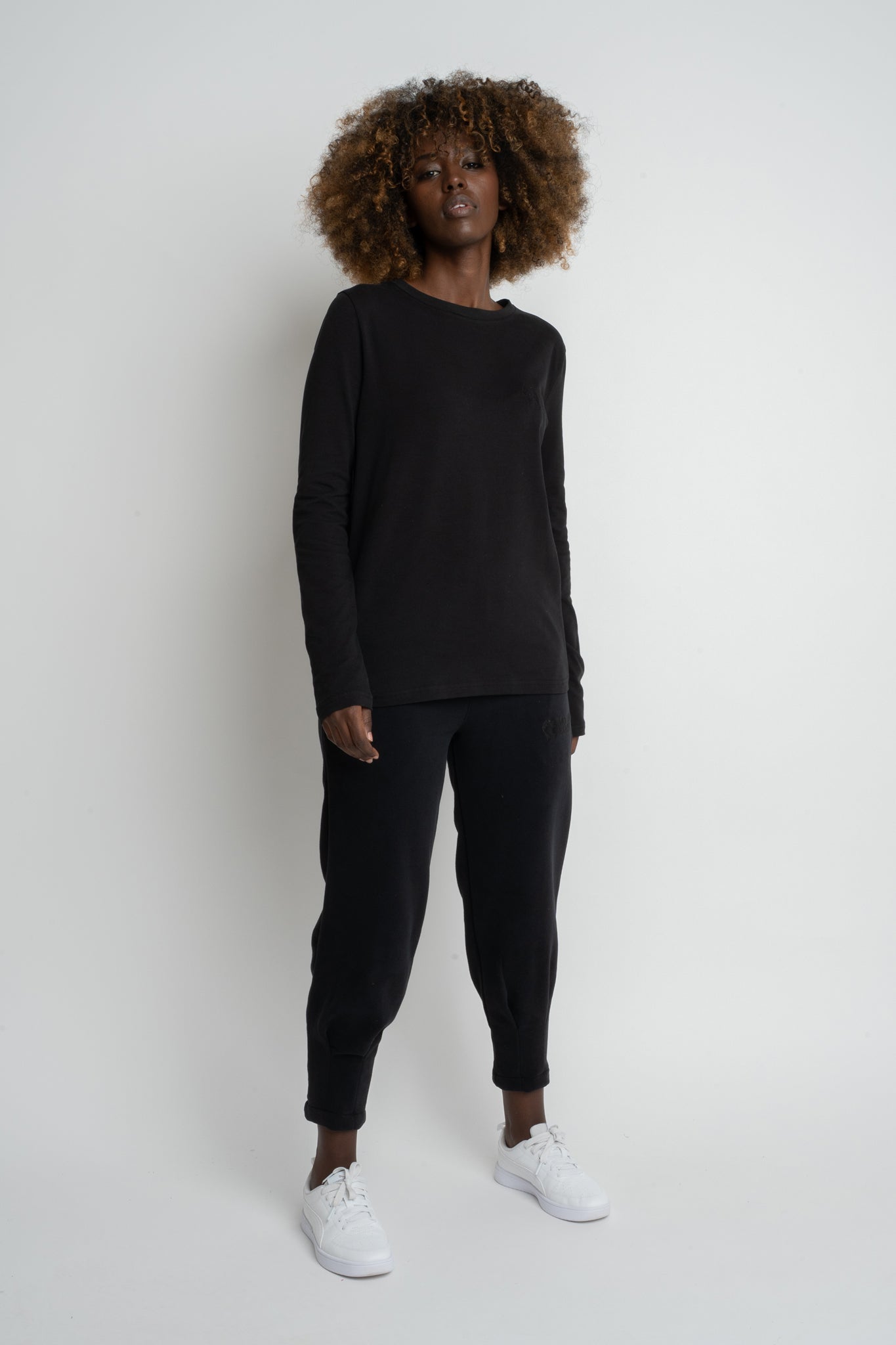 BLACK LONG SLEEVE COTTON TOP – KANDY