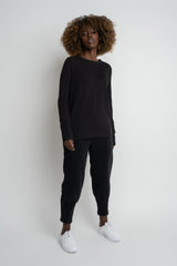 BLACK LONG SLEEVE COTTON TOP – KANDY