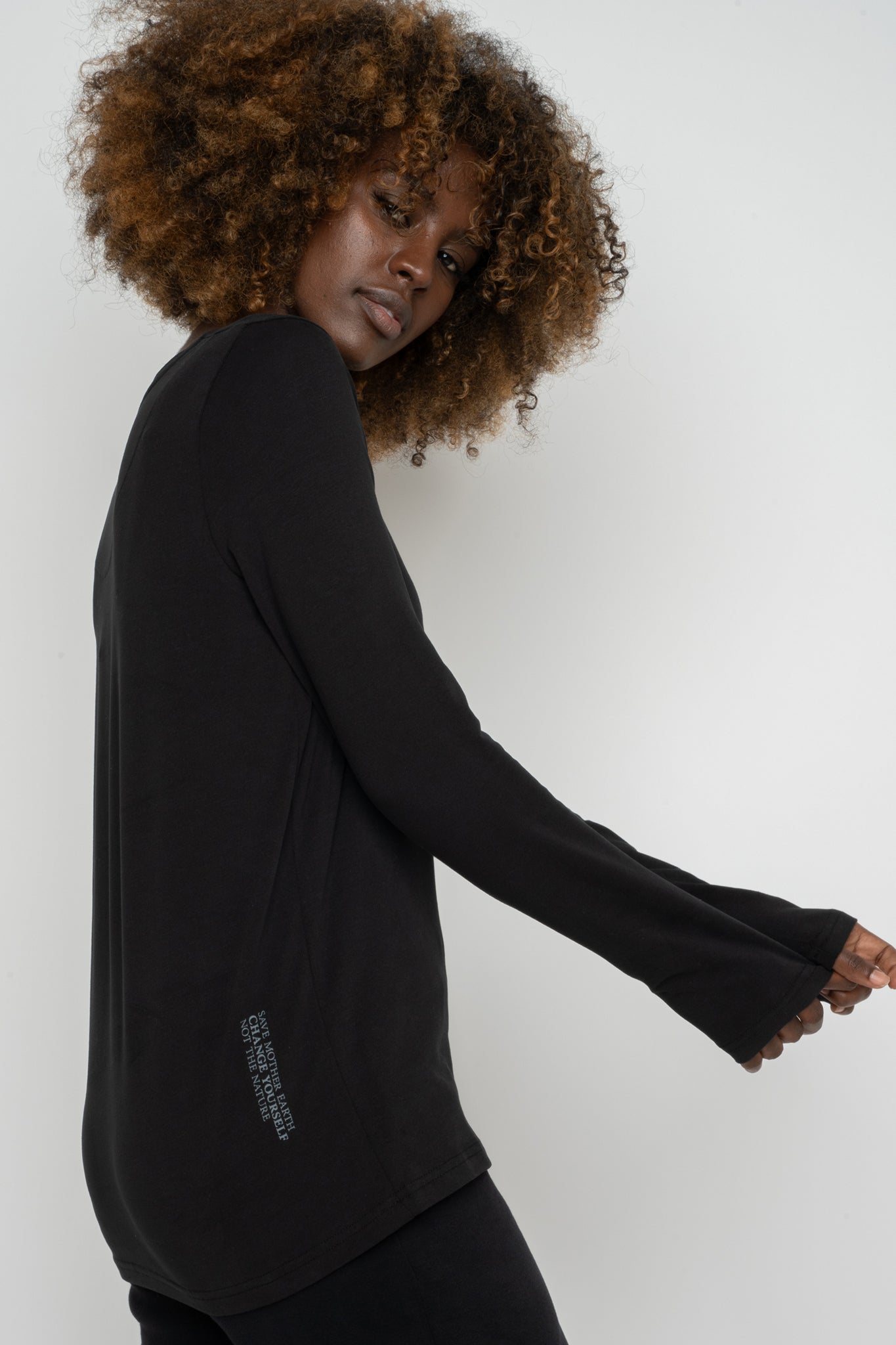 BLACK LONG SLEEVE COTTON TOP – KANDY