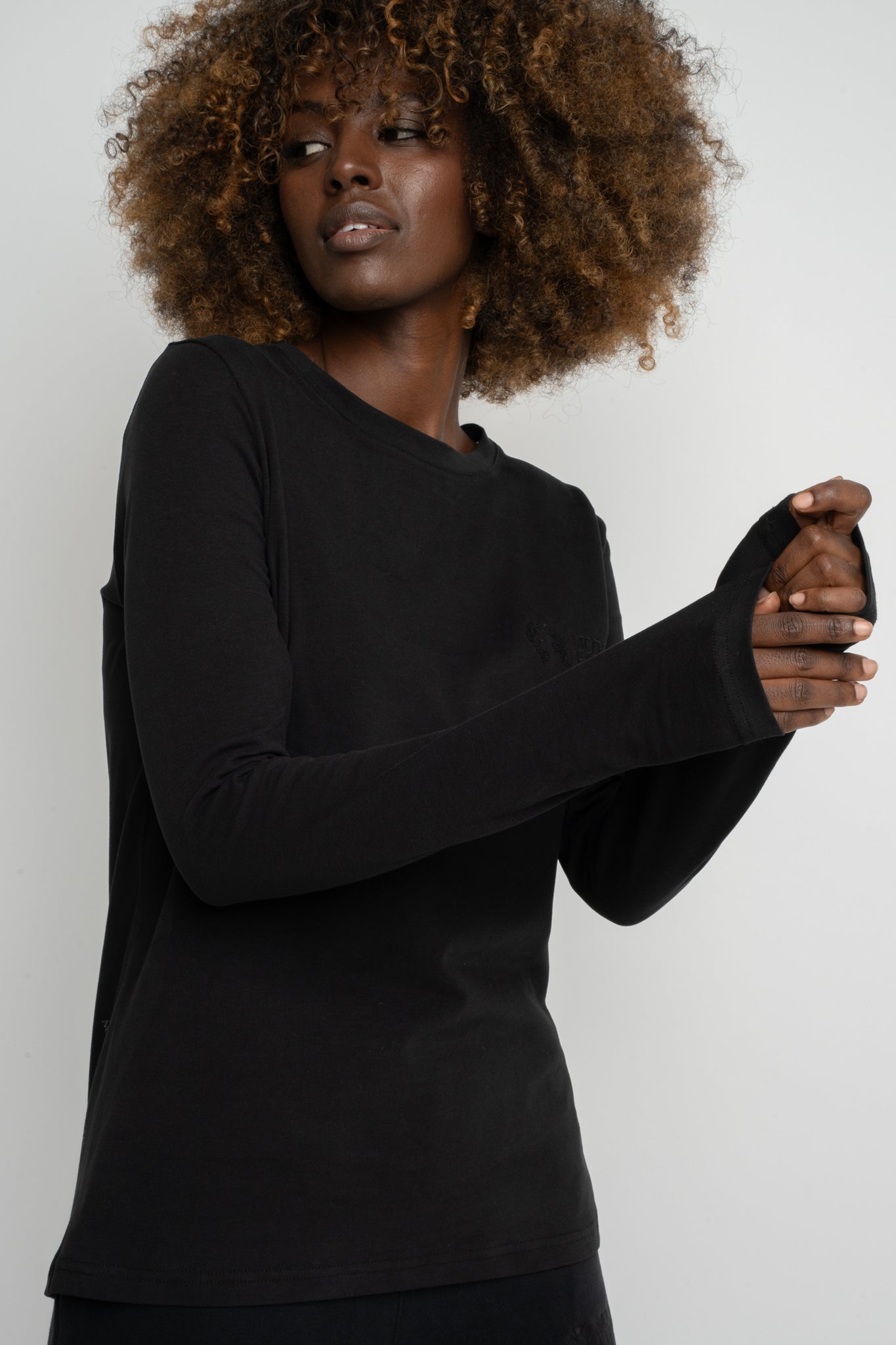 BLACK LONG SLEEVE COTTON TOP – KANDY
