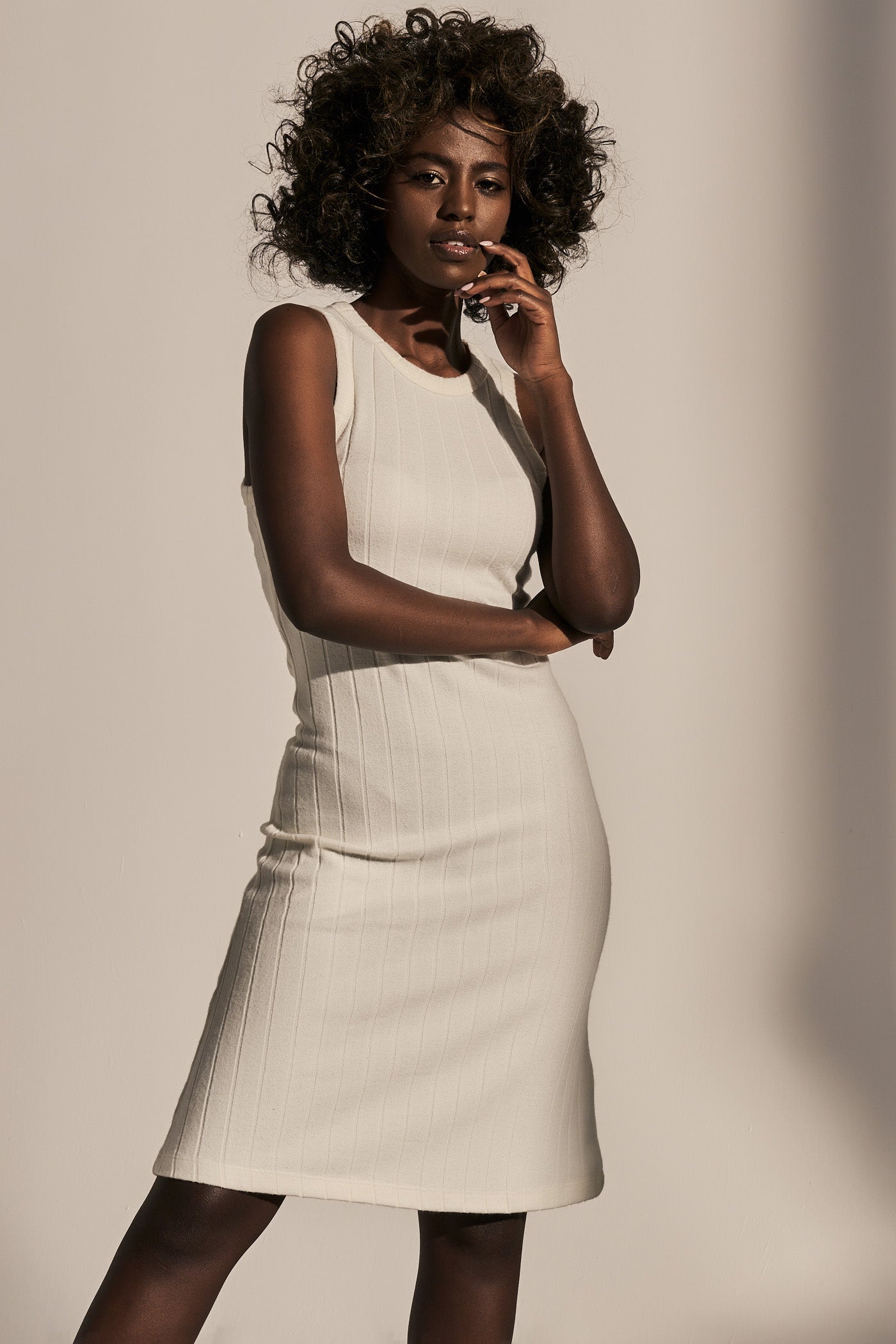 FITTED STRAPPY DRESS ECRU – ANJOU