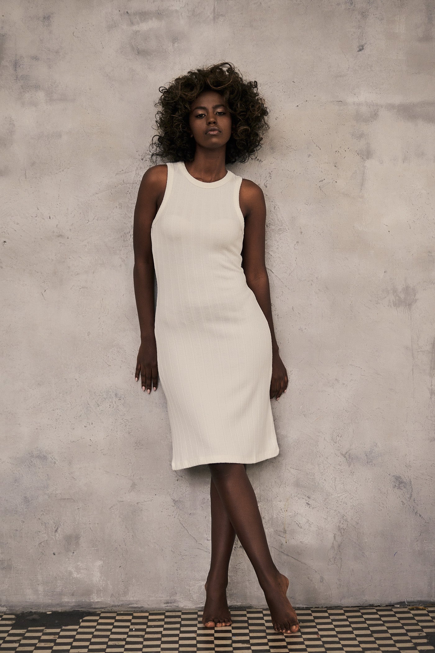 FITTED STRAPPY DRESS LIGHT GRAY – ANJOU