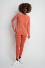 LONG SLEEVE WASHED EFFECT TOP ORANGE - POLIKSENA