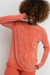 LONG SLEEVE WASHED EFFECT TOP ORANGE - POLIKSENA