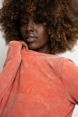 LONG SLEEVE WASHED EFFECT TOP ORANGE - POLIKSENA