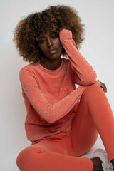 LONG SLEEVE WASHED EFFECT TOP ORANGE - POLIKSENA