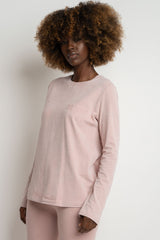 LONG SLEEVE WASHED EFFECT TOP LIGHT PINK - POLIKSENA