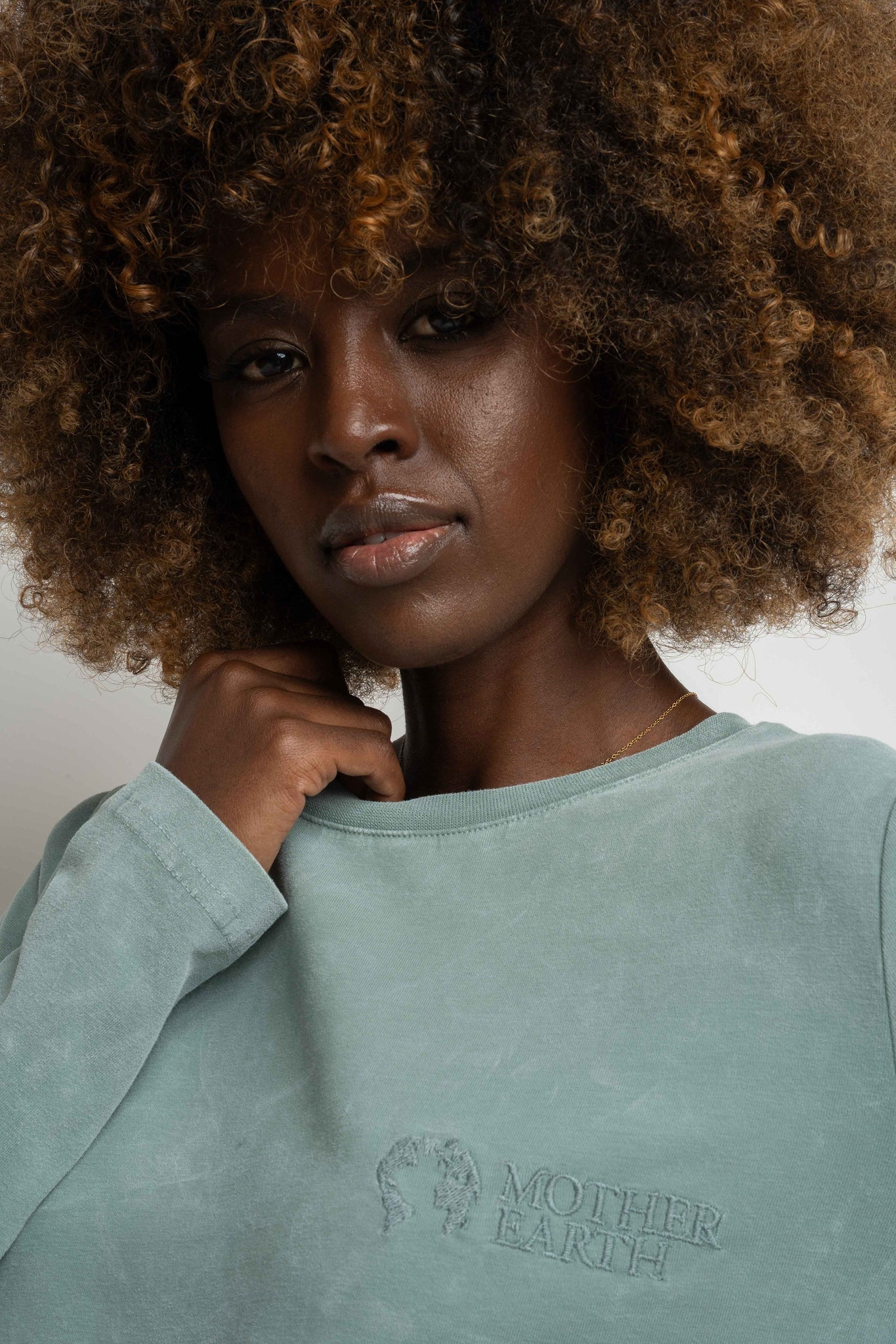 LONG SLEEVE WASHED EFFECT TOP TURQUOISE - POLIKSENA