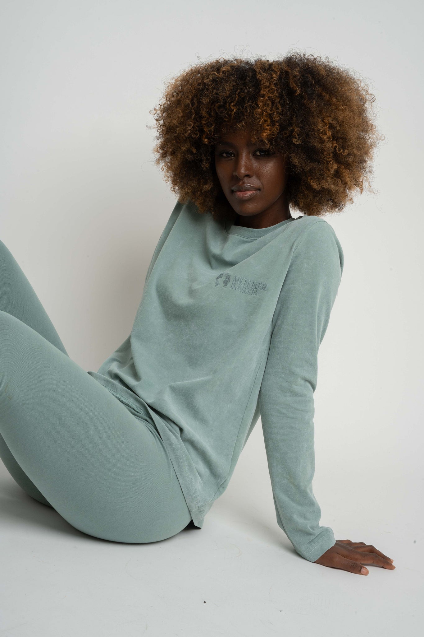 LONG SLEEVE WASHED EFFECT TOP TURQUOISE - POLIKSENA