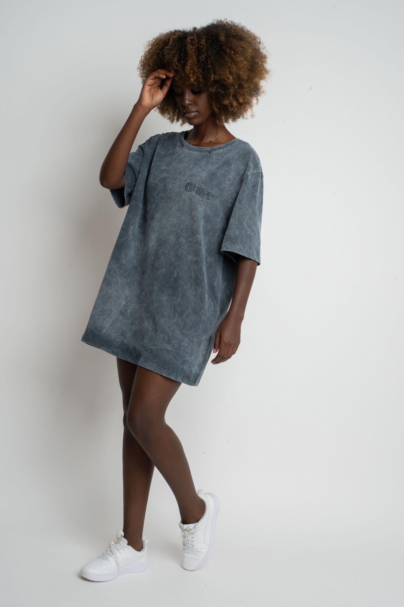 T-SHIRT WITH WASHED EFFECT GRAPHITE - ARETE